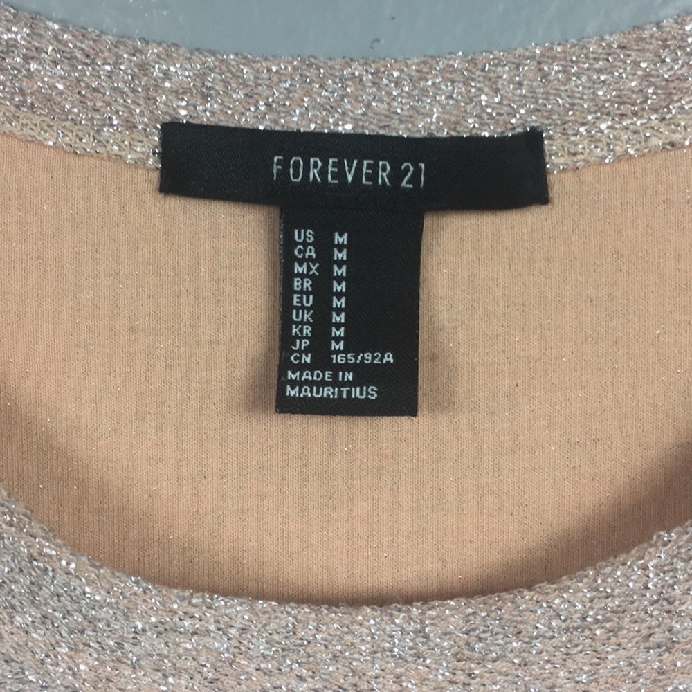 Forever 21 Pink Metallic Short Sleeve Shirt Top M - Picture 4 of 7